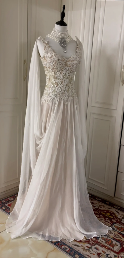 Classy Chiffon Appliques Beaded Mermaid Long Prom Dress Evening Gown D3106
