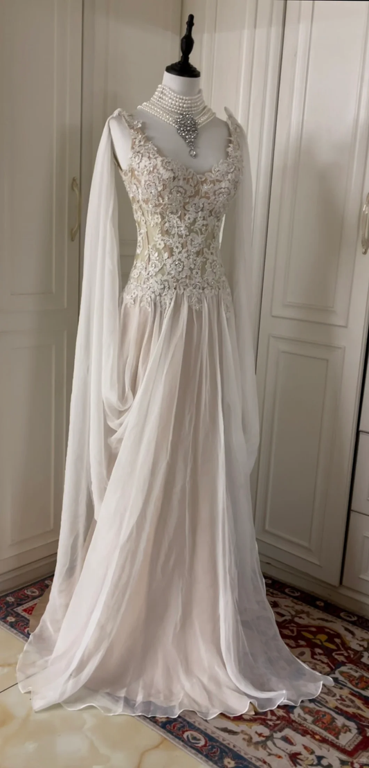 Classy Chiffon Appliques Beaded Mermaid Long Prom Dress Evening Gown D3106