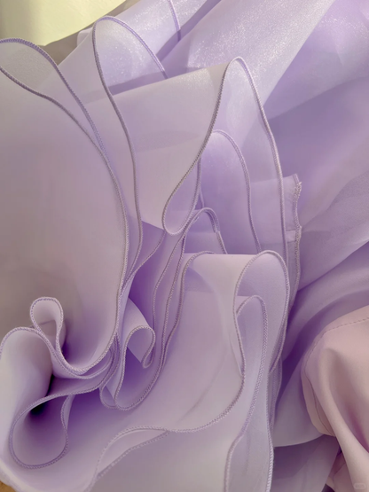 Glamorous Halter Chiffon Ruffle Layered Long Party Dress,Lavender Evening Gown D2994
