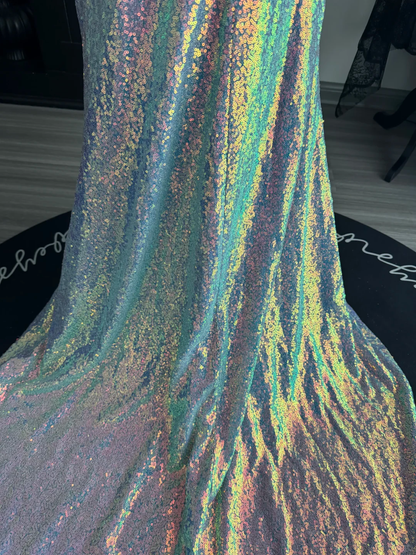 Sparkly Sequin Mermaid Slit Long Party Dress Evening Gown D3693