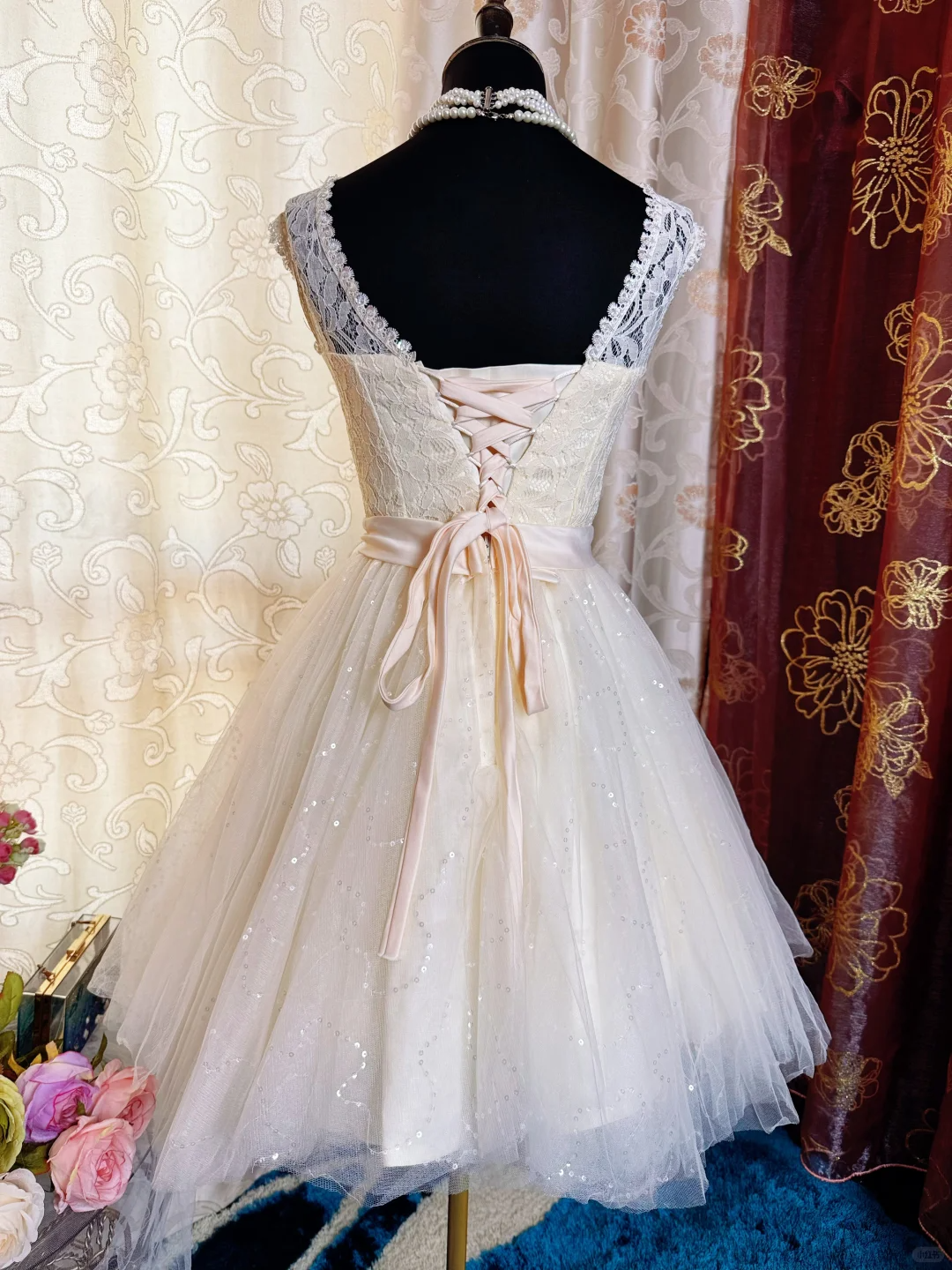 Sweet Lace Tulle Sleeveless A Line Short Homecoming Dress Formal 20th Birthday Outfit With Bow D730