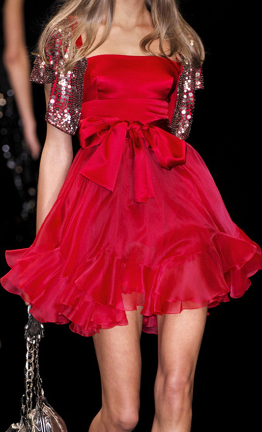 Pretty Red Satin Tulle Ruffles A Line Short Homecoming Dress Birthday Outfits D3398