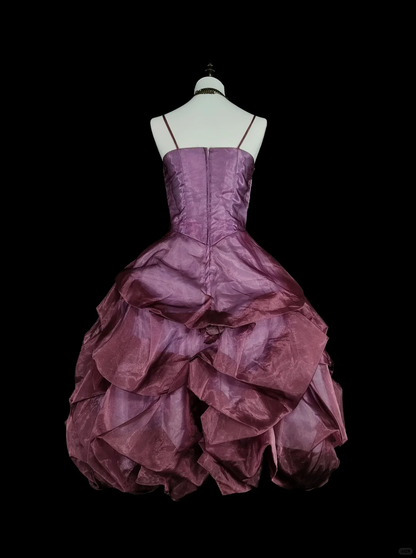 Charming Spaghetti Straps Tulle Pleated Embroidered Short Birthday Prom Dress,Purple A Line Mini Homecoming Dress D4063