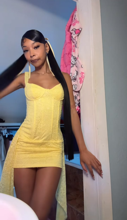 Sexy Spaghetti Straps Yellow Lace Sheath Short Homecoming Dress Cocktail Dress D4541
