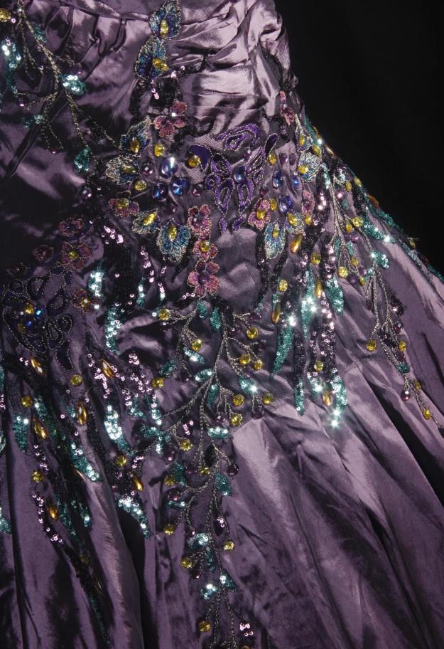 Charming Spaghetti Straps Satin Sequin Beaded Mermaid Evening Dress,Purple Long Party Dress Prom Gown D2009