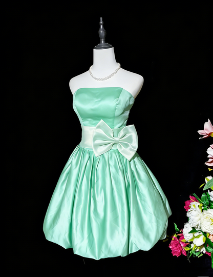 Fashion Purple Strapless Satin A Line Short Graduation Homecoming Dress Birthday Dress With Bow D2369