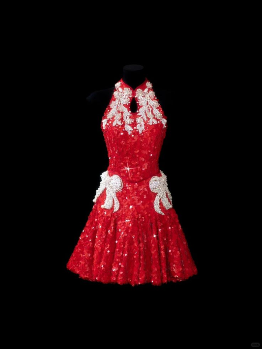 Pretty Red Sequin Beaded A Line Short Graduation Homecoming Dress 18th Birthday Outfits D440