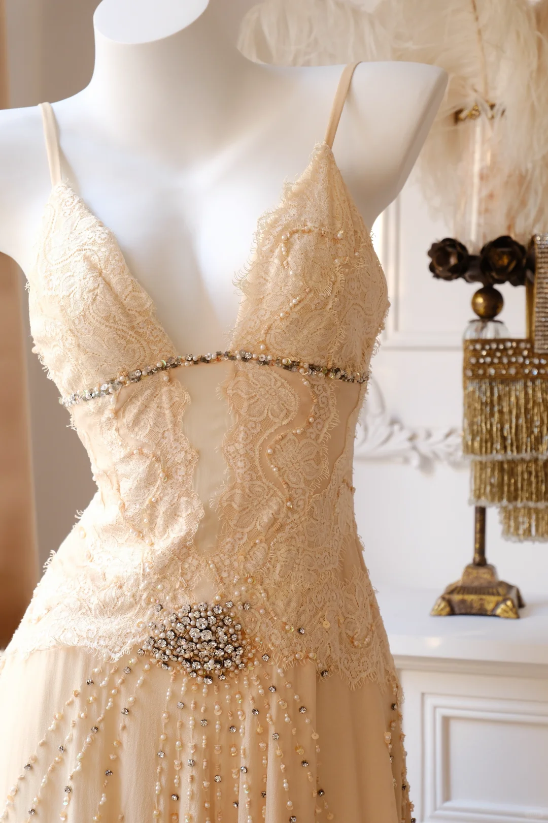 Classy Spaghetti Straps Chiffon Lace Beaded A Line Short Party Dress Mini Cocktail Dress D2735