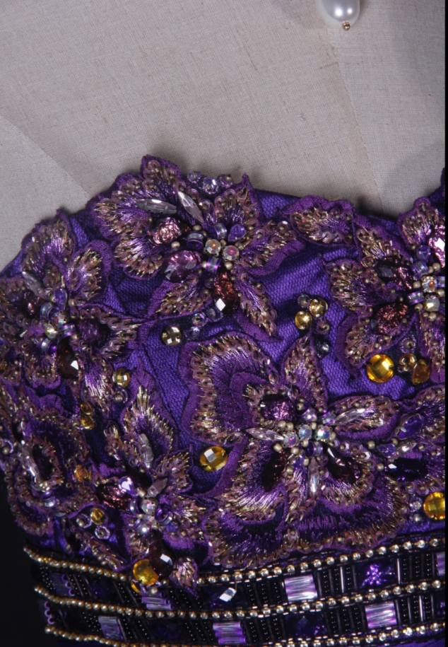 Charming Purple One Shoulder Satin Pleated Beaded Mermaid Prom Dress Evening Gown With Embroidery Appliques D2277