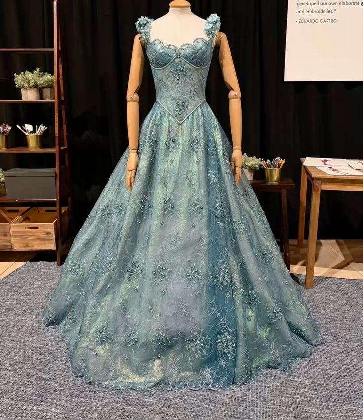 Shiny Blue Sweetheart Neck Satin Tulle Beaded Ball Gown Princess Quinceanera Dress D1254