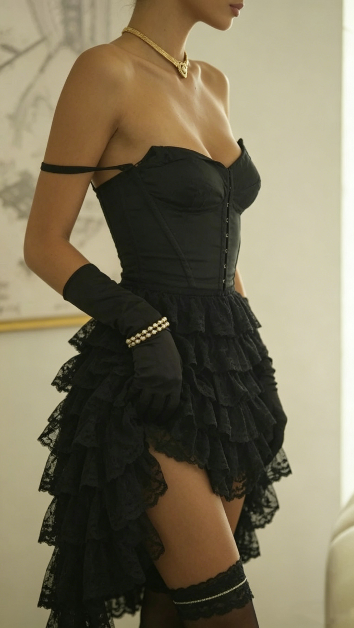 Sexy Spaghetti Straps Lace Layered Cocktail Dress Black Homecoming Dress S317