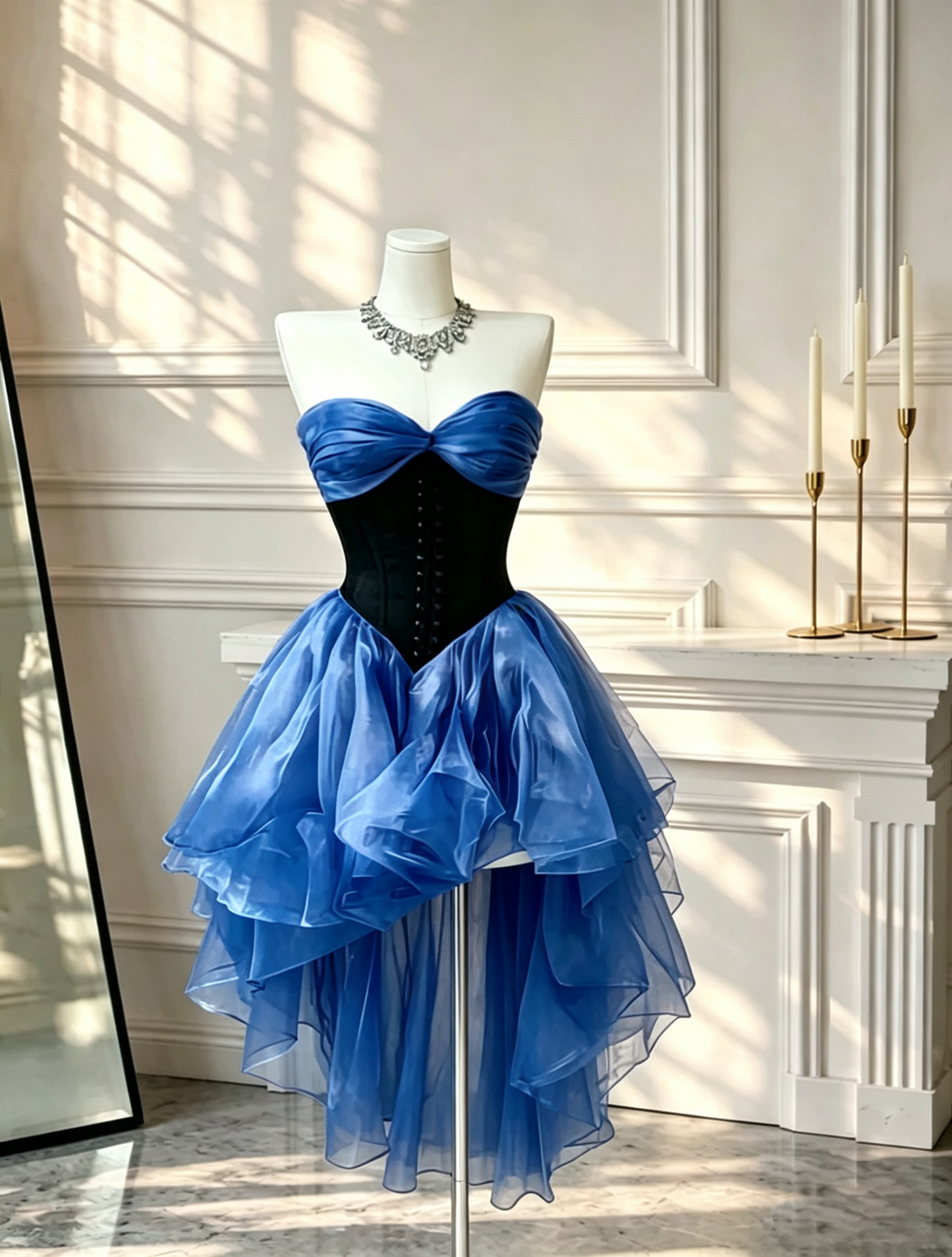 Beautiful Sweetheart Neck Tulle Hi-Low Mini Party Dress Pink 7th Grade Homecoming Dress D2684