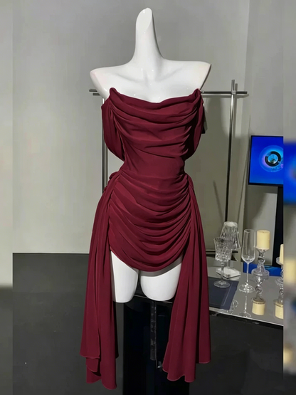 Pretty Strapless White Chiffon Pleated Sheath Short 8th Grade Homecoming Dress Birthday Dress S917
