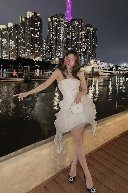 Charming Pink Spaghetti Straps Tulle Satin A-Line Mini Homecoming Dress Short Party Dress S663