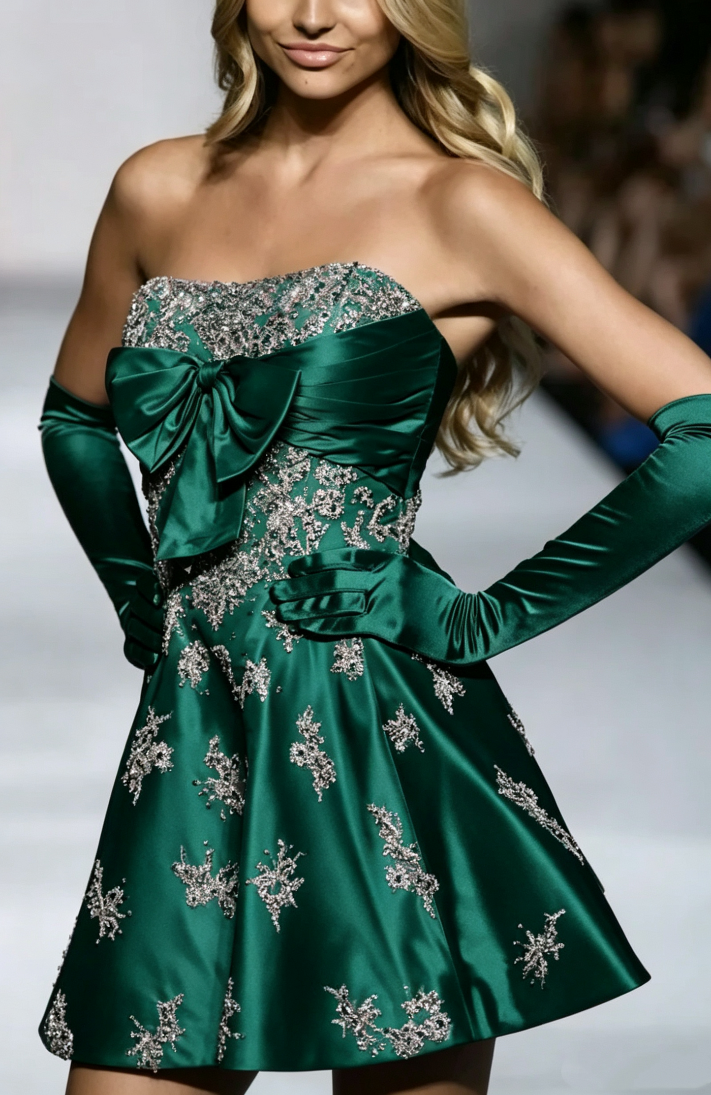 Stylish Pink Sequin Beaded Mini Birthday Outfits Formal Homecoming Dress With Gloves S422