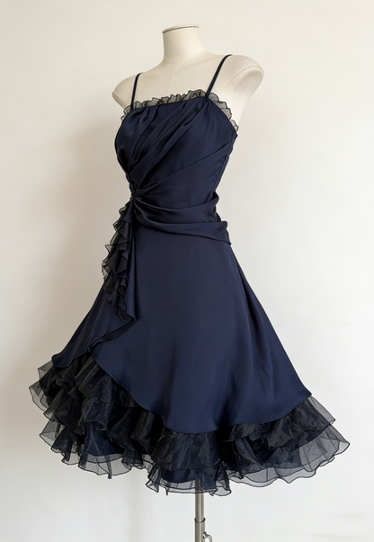 Vintage Fashion Ball Gown Navy Blue Short Length Homecoing Birthday Dress Cocktail Dresses SD1891
