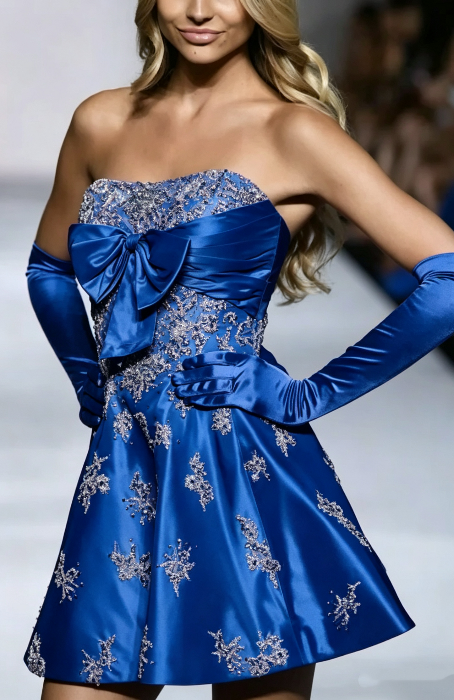 Stylish Pink Sequin Beaded Mini Birthday Outfits Formal Homecoming Dress With Gloves S422