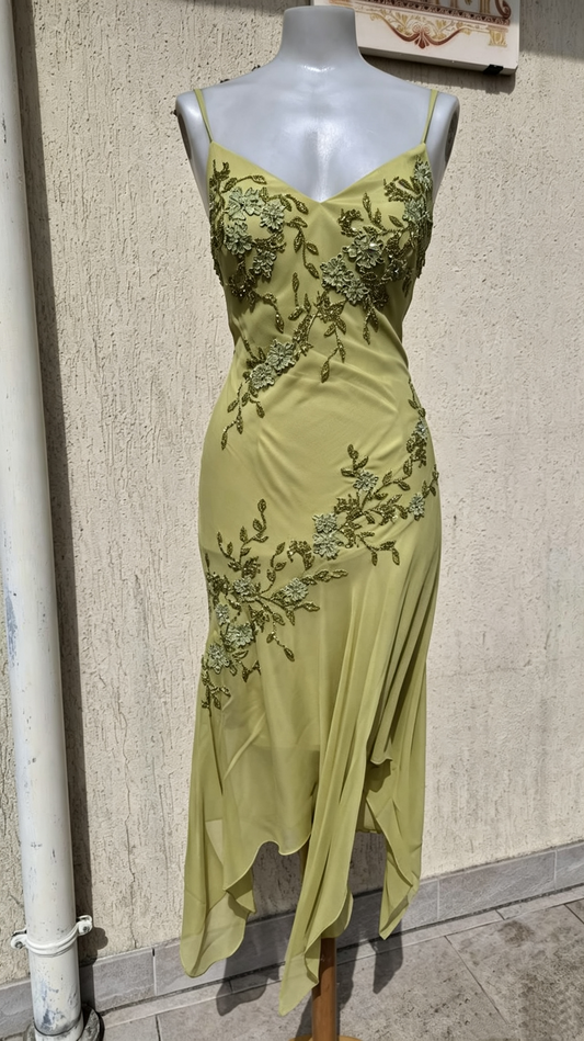 Elegant Spaghetti Straps Green Chiffon Mermaid Long Party Dress Prom Dress D4325