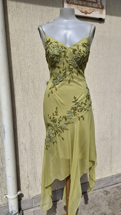 Elegant Spaghetti Straps Green Chiffon Mermaid Long Party Dress Prom Dress D4325
