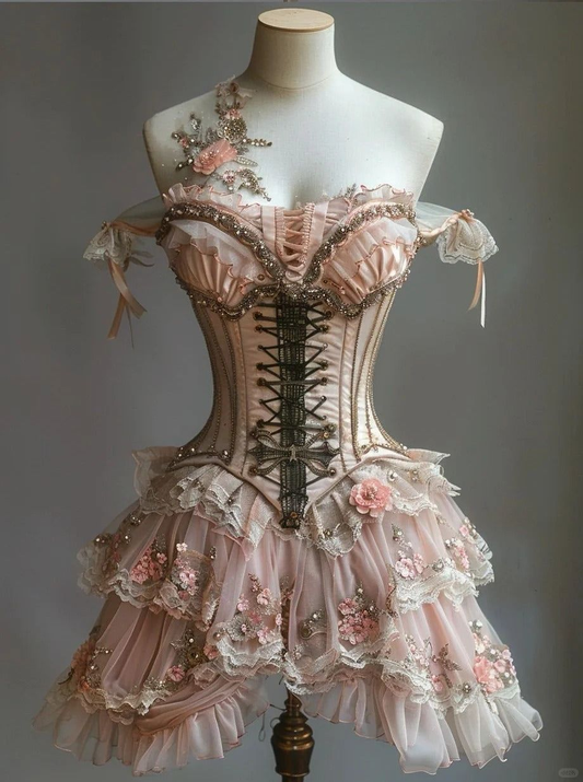 Vintage Pink Off The Shoulder Chiffon Lace Appliques Short Prom Dress Formal 8th Grade Homecoming Dress S992