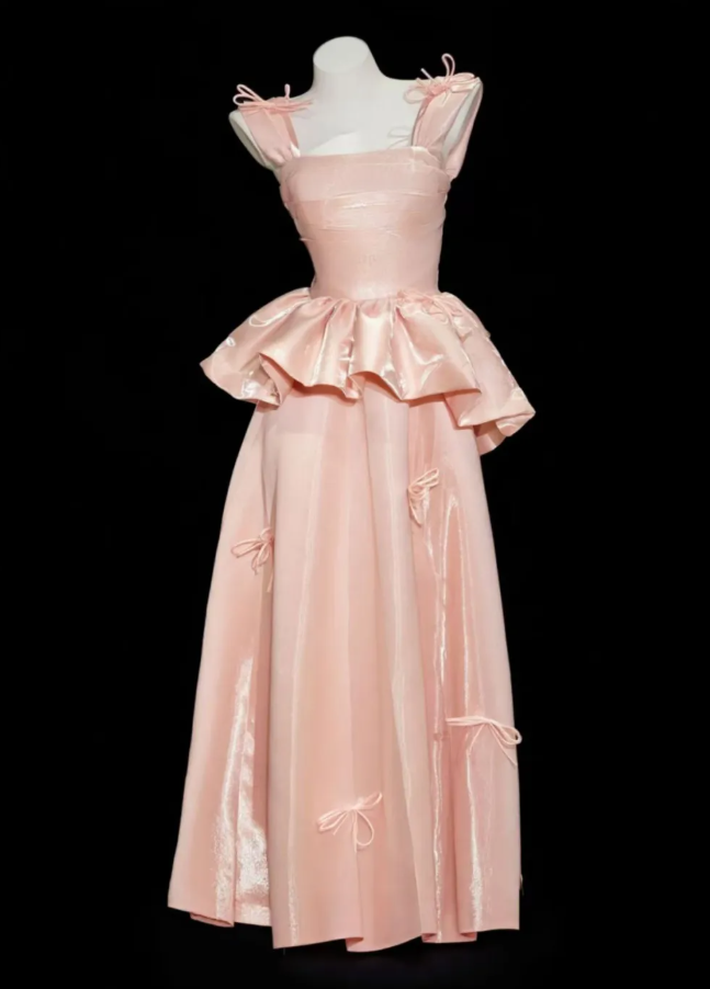 Pretty Pink Off The Shoulder Satin Long Birthday Party Dress Prom Gown With Bow D2332
