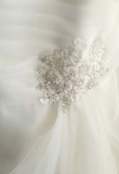Charming Spaghetti Straps White Irregular Satin Organza Mermaid Princess Wedding Dress Long Bridal Gowns D2318