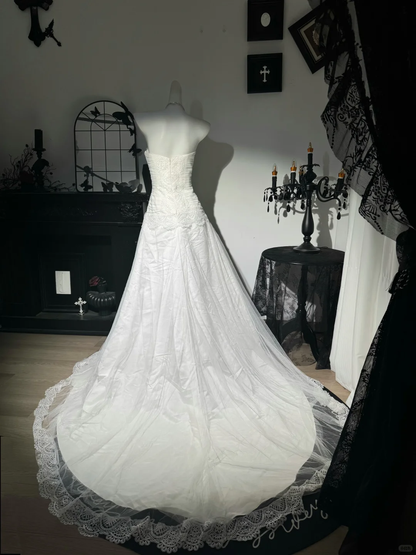 Elegant Halter White Tulle Lace Mermaid Long Party Dress Evening Dress D3726