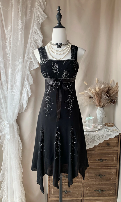 Gorgeous Black Lace Chiffon Beaded Short Homecoming Dress Mini Birthday Dress D3183