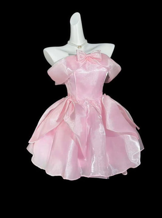 Pretty Pink Off The Shoulder Tulle A Line Short Birthday Outfits Homecoming Dress D4210