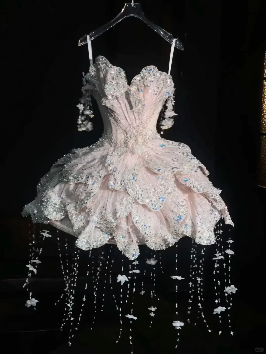 Glitter Pink Spaghetti Straps Tulle Sequin Beaded A Line Short Homecoming Dress Birthday Outfits D3060