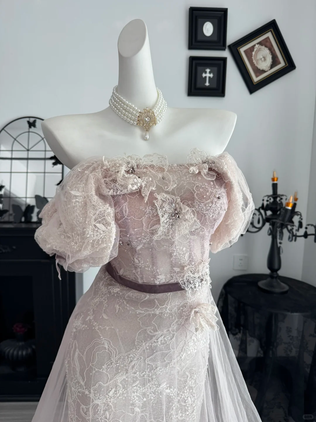 Glamorous Off The Shoulder Tulle Lace Mermaid Long Evening Dress Light Pink Long Birthday Party Dresses D4719