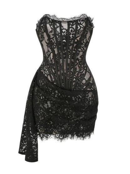 Sexy Burgundy Strapless Lace Sheath Short Cocktail Dress Homecoming Dress D002