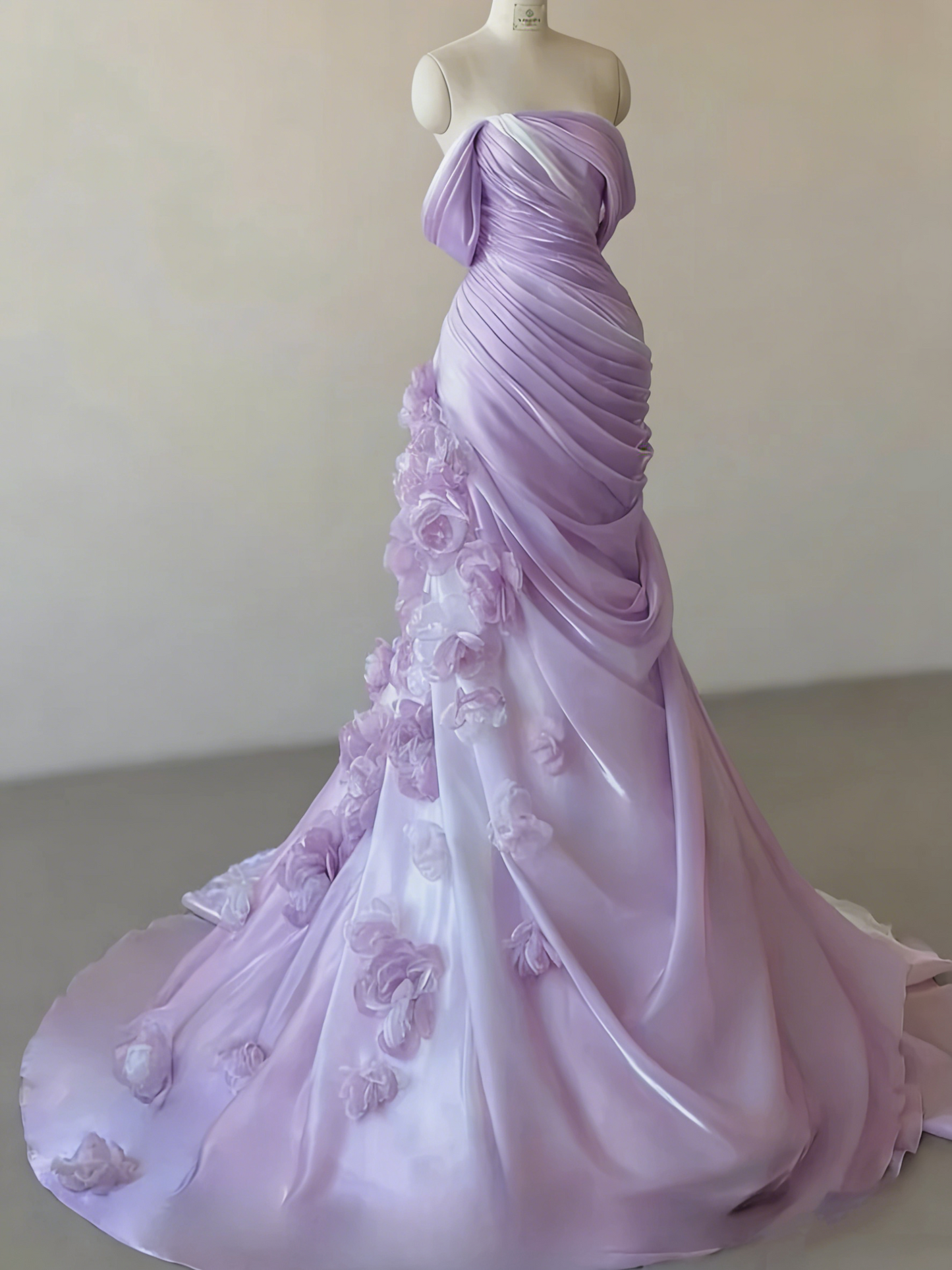 Sexy Mermaid Strapless Pink Long Floral Prom Dresses Party Dress SD2318