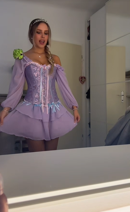 Sexy Off The Shoulder Sweetheart Lilac Satin Printed Floral Chiffon Short Homecoming Dress Cocktail Dress D089