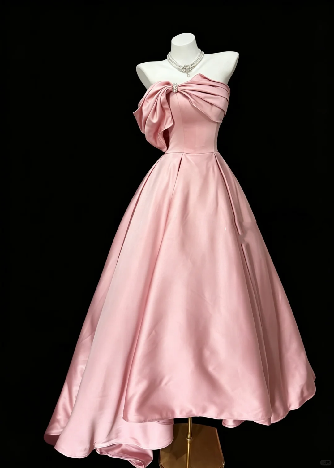 Classy Pink Satin Long Evening Dress Birthday Party Dress D5288