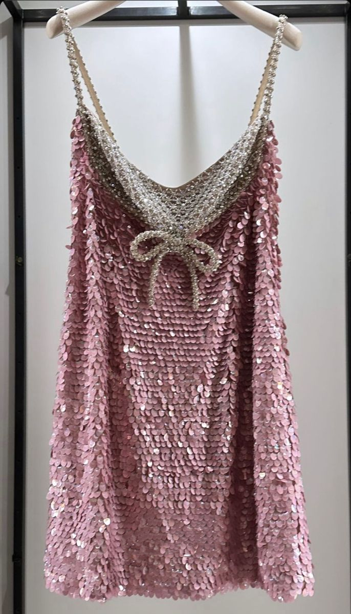 Pretty Pink Spaghetti Straps Sequin Beaded Short Homecoming Dress Cocktail Dress D3286