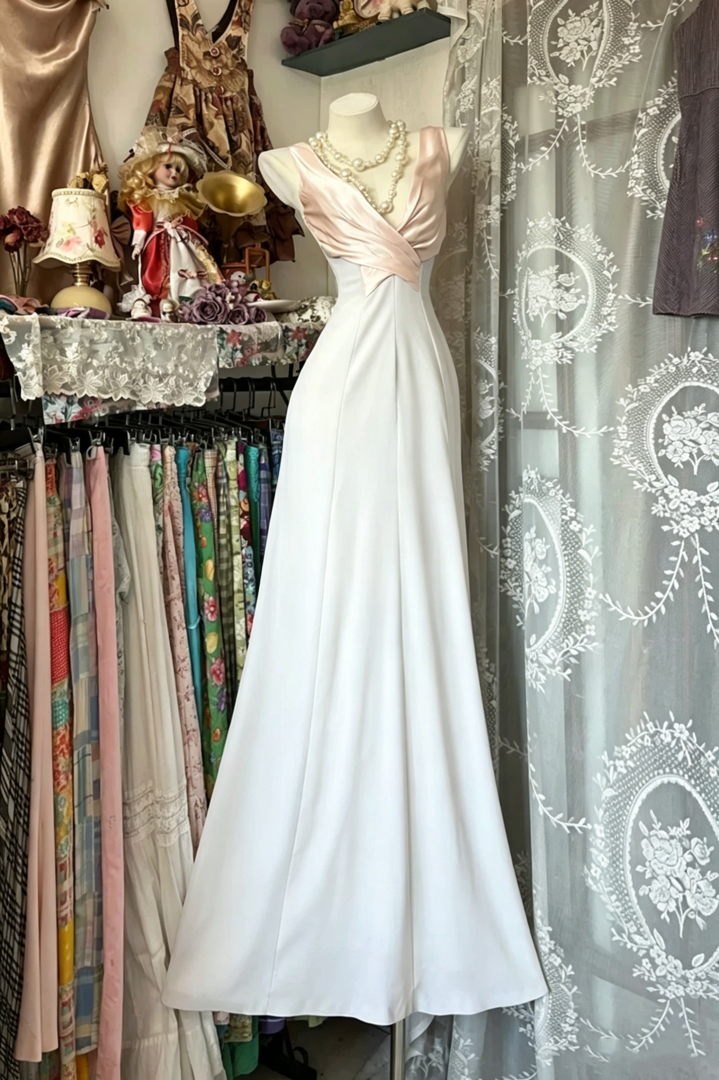 Retro V Neck Lilac Satin Mermaid Long Party Dress Prom Gown D1210