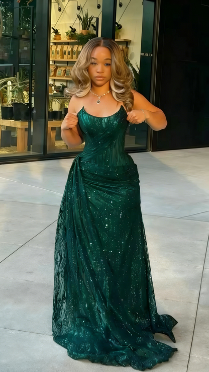 Sexy Mermaid Sequin Slit Black Long Prom Dresses Party Dress SD2278