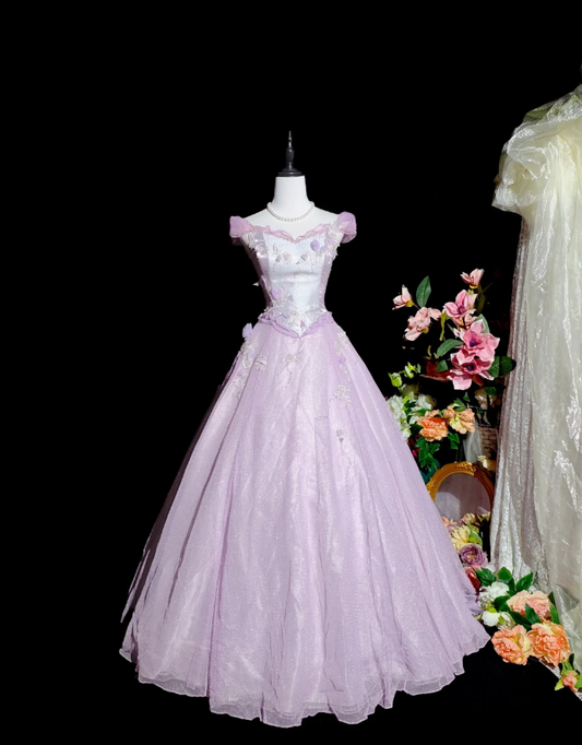 Beautiful Off The Shoulder Birthday Quinceanera Dress Purple Tulle Sequin Appliques Ball Gown Sweet 16 Dress D2376