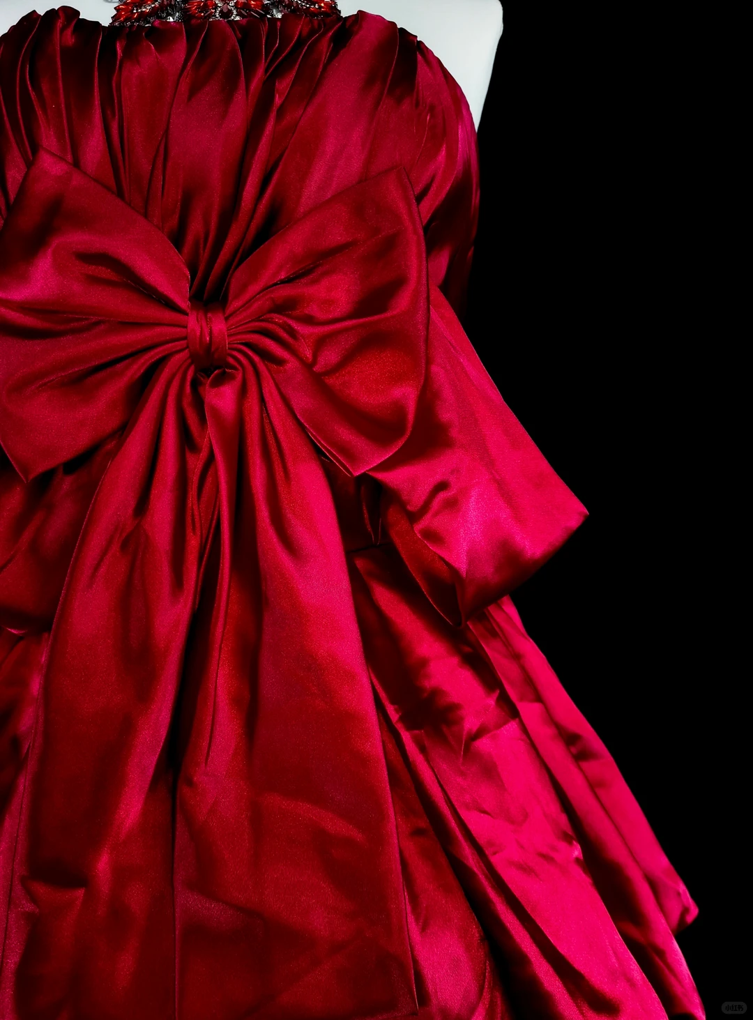 Fairy Bow Satin Layered A Line Short 17th Birthday Outfits,Red Short Party Dress D4066