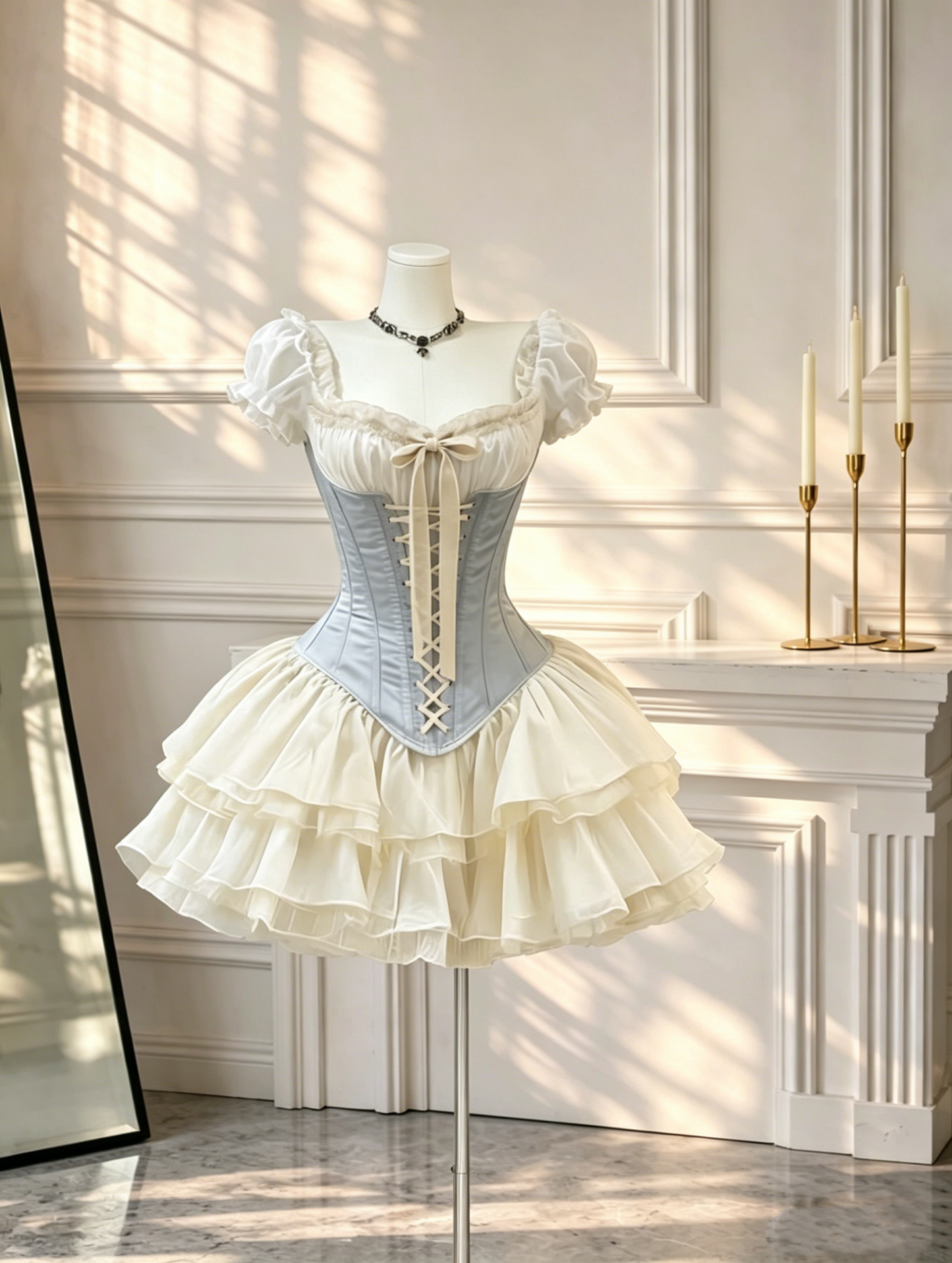 Cute Satin Chiffon A Line Short Birthday Dress Vacation Dress D2694