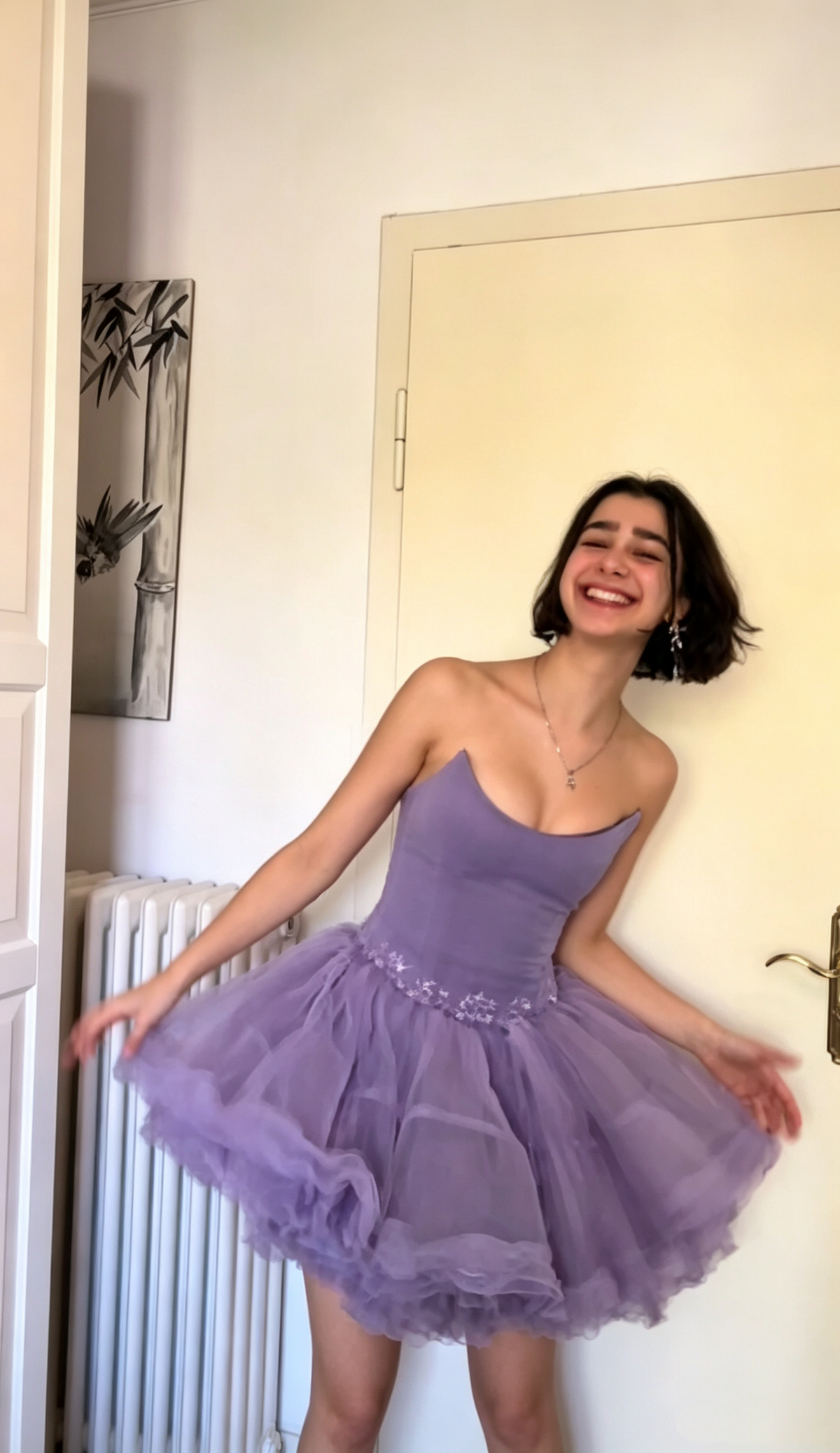 Charming Strapless Purple Tulle A Line Short Homecoming Dress Cocktail Dress D3350