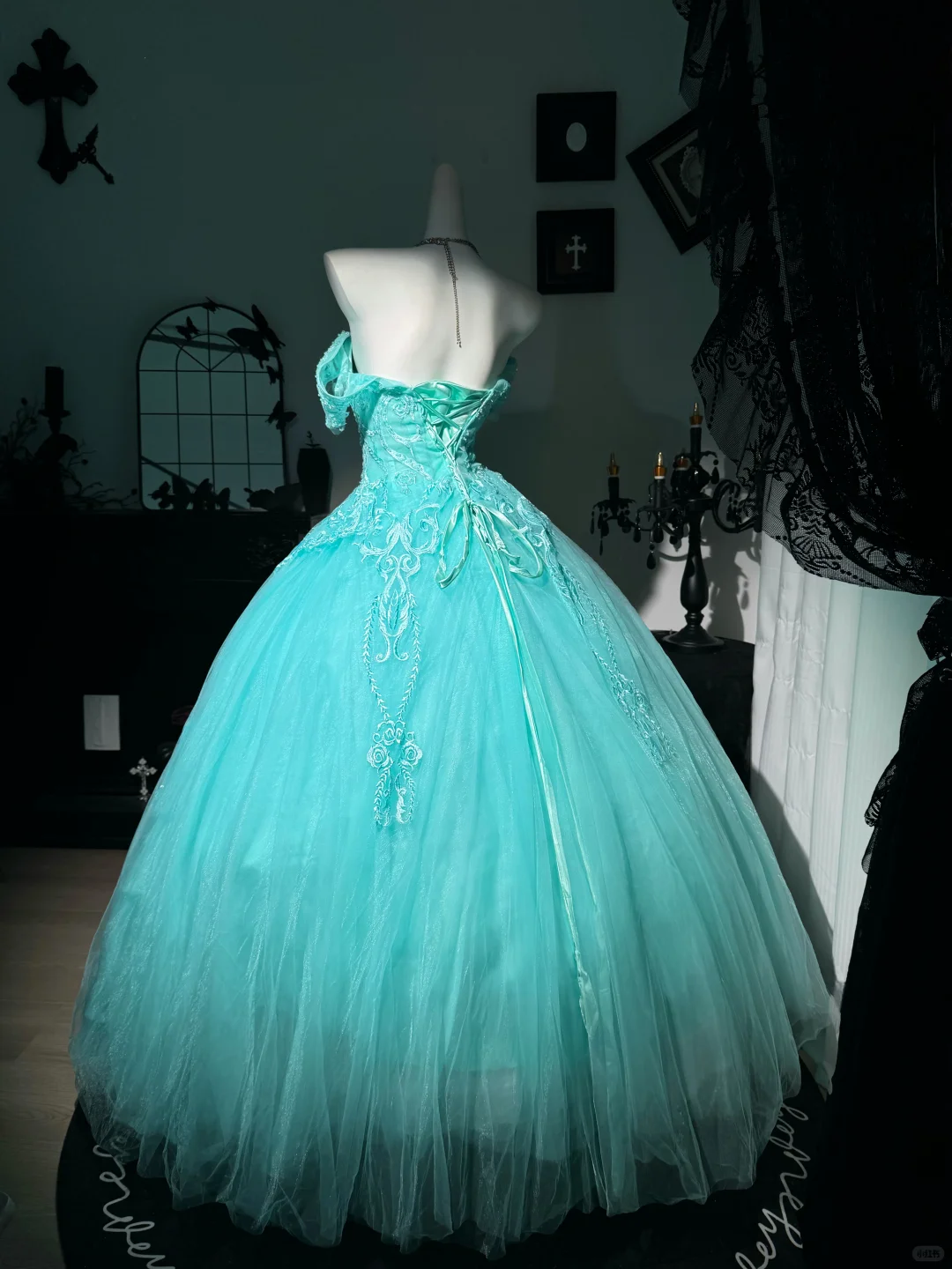 Classy Tiffany Blue Off The Shoulder Tulle Appliques Beaded Quinceanera Dress Sweet 17 Dress D3706
