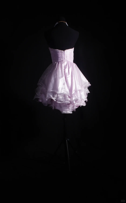 Sweet Sweetheart Neck Tulle Beaded A Line Short Birthday Outfits,Pink Homecoming Dress D3298