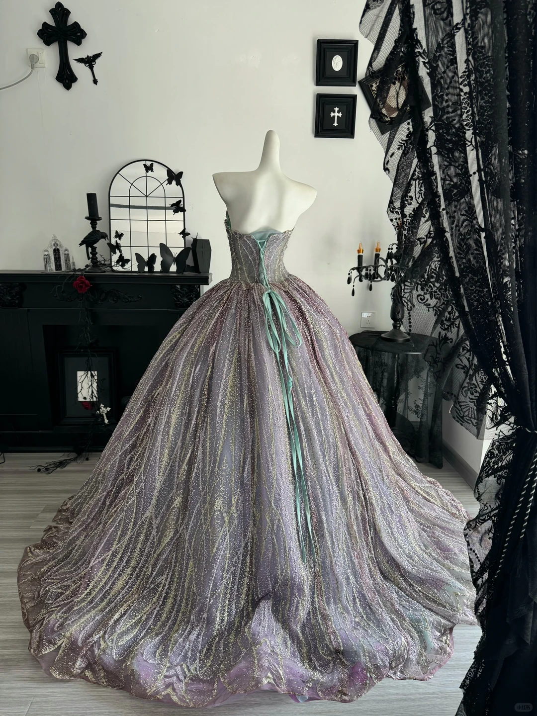 Glitter Sweetheart Neck Quinceanera Dress Purple Tulle Sequin Beaded Sweet 15 16 Dress D4714