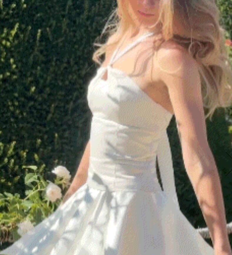 Classy Halter Satin A Line Short Prom Dress,White Short 7th Grade Homecoming Dress D4097