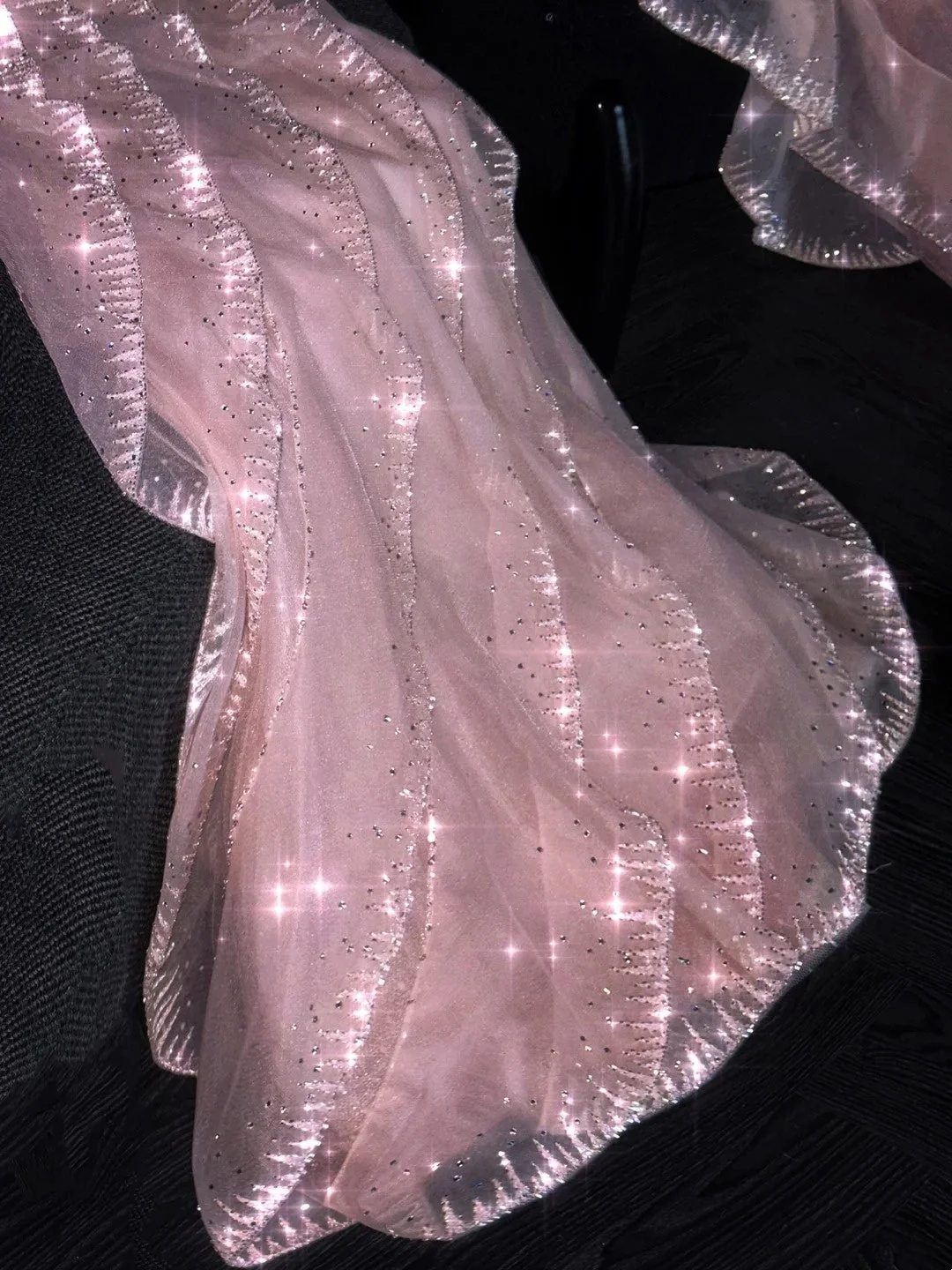Glitter Off The Shoulder Pink Tulle Ruffle Sequin Long Evening Dress 18th Birthday Party D4547