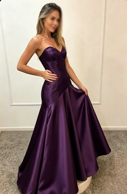 Charming Sweetheart Neck Olive Green Satin Mermaid Long Party Dress Birthday Outfits D1358