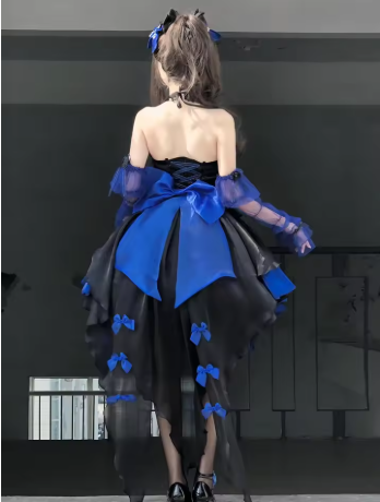 Retro Ball Gown High Neckline Short Royal Blue Birthday Dresses Birthday Outfits SD554