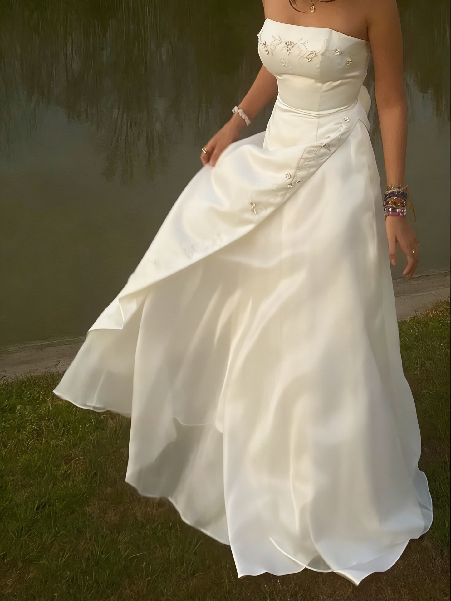 Retro A Line Strapless Pink Chiffon Long Party Dress Prom Dresses SD1397